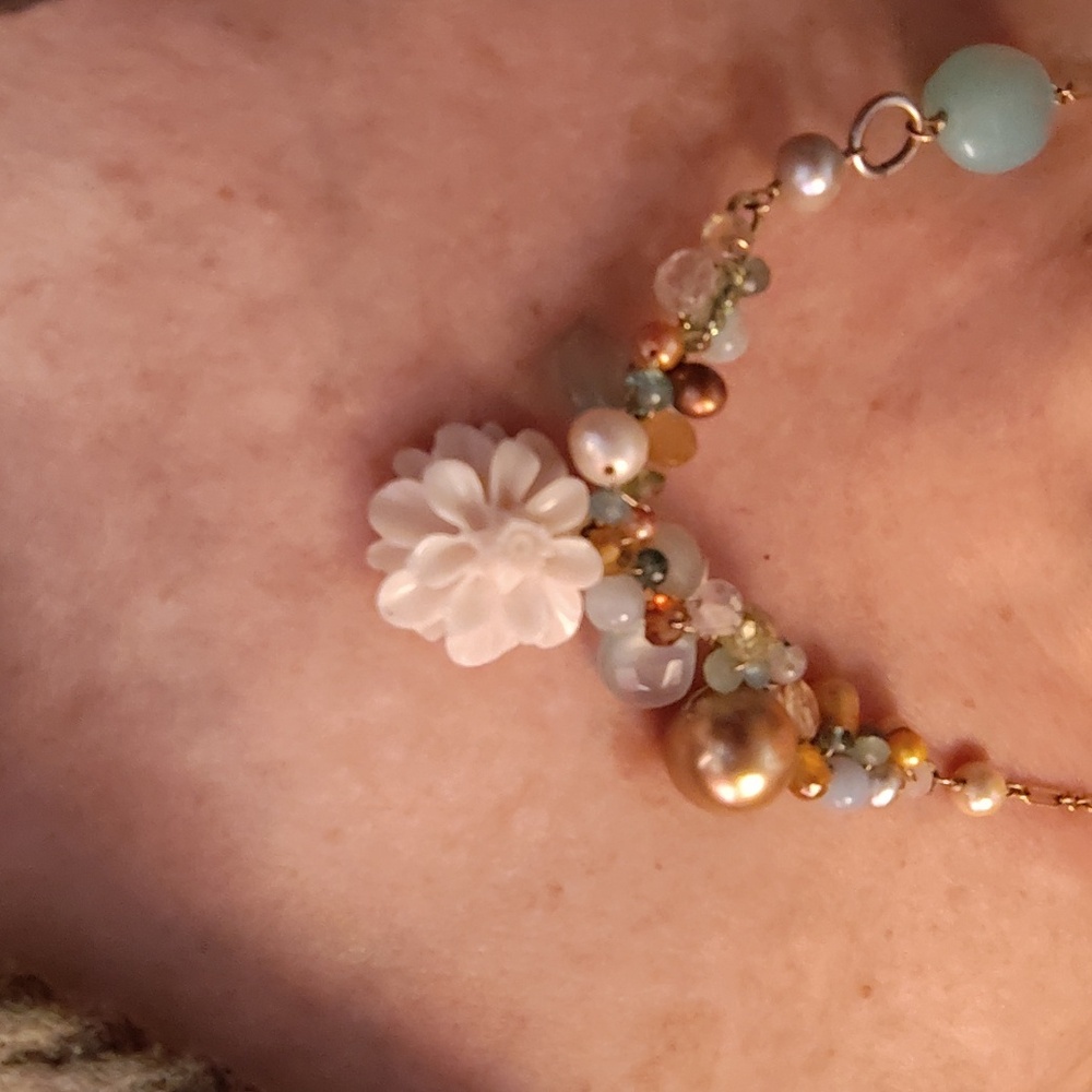 Anna Balkan Gold Filled Gemstone Floral Necklace And Matching Earrings - Picture 4 of 4